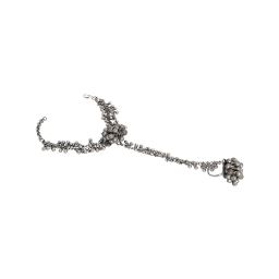 Teejh Silver-Plated Idaya Stacked Bracelets & Haathphool - Set of 3 image 4