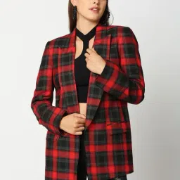 Remanika Red Pure Cotton Chequered Jacket-19