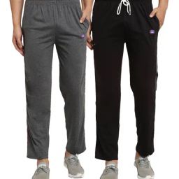 Vimal Jonney Black & Grey Regular Fit Trackpants - Pack of 2-image-77