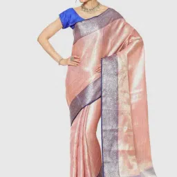 Banarasi Silk Works Pink Woven Saree With Unstitched Blouse-image-7