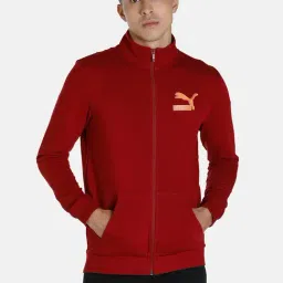 Puma Red Cotton Slim Fit Jacket-image-48