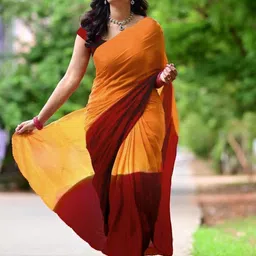 HERE&NOW Colourblocked Regular Poly Chiffon Saree-picture-33