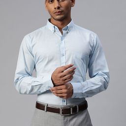 MANQ Men Blue Solid Smart Regular Fit Formal Shirt-picture-16