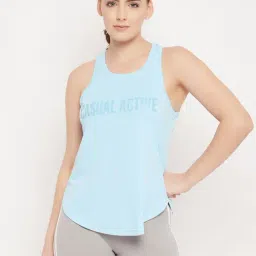 Clovia Blue Graphic Print Tank Top-image-32