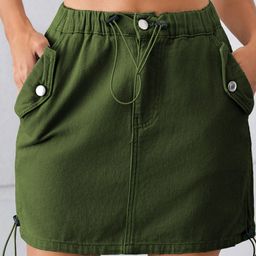Oh Rare Ruched Straight Mini Skirt-image-14