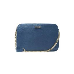 RI2K London Navy Blue Leather Medium Textured Cross Body Bag-image-60