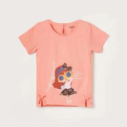 Juniors by Lifestyle Girls Pink Cotton Printed T Shirt-picture-41