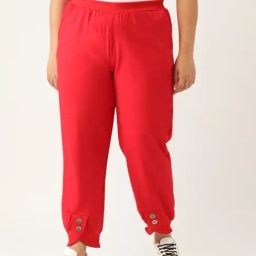 theRebelinme Red Fleece Solid Casual Trousers-picture-12