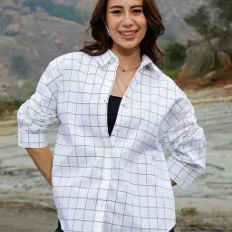 Campus Sutra White Regular Fit Checked Shirt-picture-3