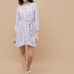 Ginger by Lifestyle Women Checked Printed Puff Sleeves Shirt Dress-18