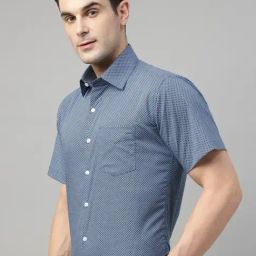 Hancock Blue Slim Fit Printed Shirt-image-63