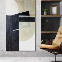 999Store Grey & Black Canvas Abstract Geometric Art Print Painting-image-22