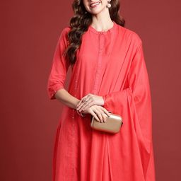 Anouk Women Woven Design Sequinned Pure Cotton Kurta with Trousers & With Dupatta-picture-38