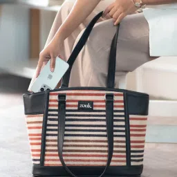ZOUK Qutub Striped Tote Handbag image 2