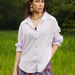 Campus Sutra Purple Regular Fit Textured Shirt-picture-42