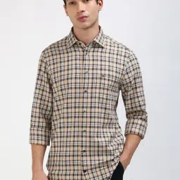 Tommy Hilfiger Yellow Cotton Regular Fit Checks Shirt-image-78
