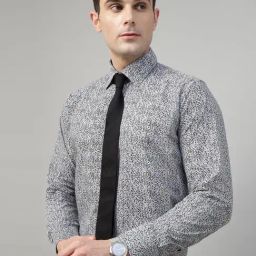 Hancock White & Black Slim Fit Printed Shirt-image-25