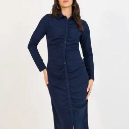 Styli Blue Polyester Straight Dresses-image-72