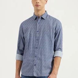 United Colors Of Benetton Blue Cotton Blend Regular Fit Print Shirts-image-67