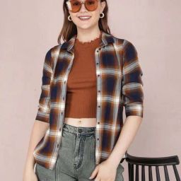 Crimsoune Club Navy & Brown Chequered Shirt-image-82