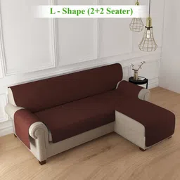 HOKIPO Brown 4 Seater Sofa Cover-image-44
