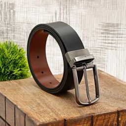 Louis Stitch Black Leather Reversible Belt for Men-image-30