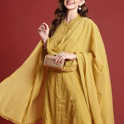 Anouk Women Woven Design Sequinned Pure Cotton Kurta with Trousers & With Dupatta-picture-9