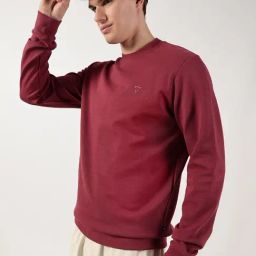 Thomas Scott Maroon Regular fit Solid Sweatshirts and hoodies-picture-37