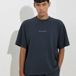Studiofit by Westside Dark Teal Relaxed-Fit Cotton-Blend T-Shirt-picture-22