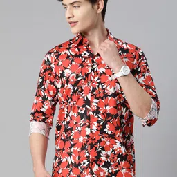 Monsui Men Classic Floral Printed Casual Shirt-image-9
