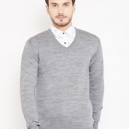 Pierre Carlo Men Grey Melange Solid Pullover-image-68