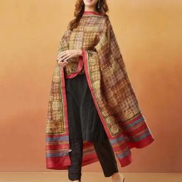 Fabindia Green Printed Dupatta-image-1