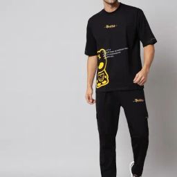 Griffel Black Cotton Loose Fit Printed Co-Ord Set-image-42