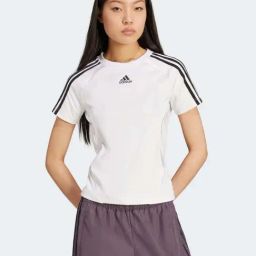 Adidas Originals White Regular Fit Striped Sports T-Shirt-image-128