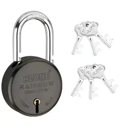ALONE LOCKS Rainbow 65 mm Alloy Steel ‎Matte Black Antique 6 Keys Double Locking Padlock-22