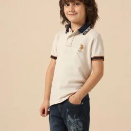 U.S. Polo Assn. Boys Beige Cotton Logo Polo T-Shirt-picture-22