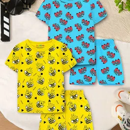 YK X Trampoline Boys Pack Of 2 Printed T-Shirts With Shorts-image-80