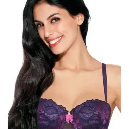 Enamor Blue Under Wired Padded Balconette Bra-11