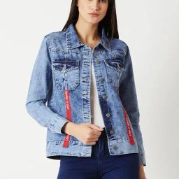 Miss Chase Light Blue Relaxed Fit Jacket-image-49