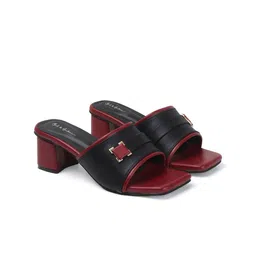 Mast & Harbour Women Colourblocked Block Mules with Buckles-picture-19