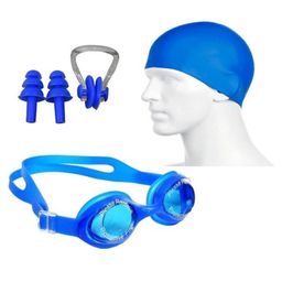 Axg New Goal Aquatic Swimming Goggles Cap & Ear Nose Plugs Swimming Kit - Blue-23