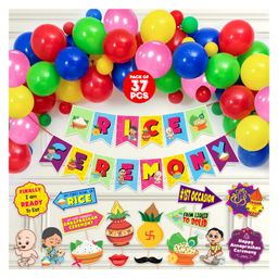 Zyozi Annaprashan Decoration Items, Rice Ceremony Decorations Items Multi Colour - Pack of 37-image-48