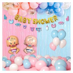 Bubble Trouble Baby Shower Balloon Party Decoration Items with Fringe Curtains for Baby Boy & Girl Pink Blue White Golden Pack of 50-24