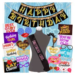 Wobbox Happy Birthday Props Birthday Banner & Sash Happy Birthday Decoration Items Multicolor -Pack Of 29-picture-26