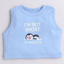 Aww Hunnie Knitted Sleeveless Penguin Printed Tank Top - Blue-image-78