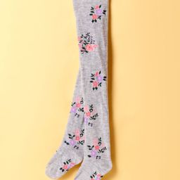 Mustang Cotton Knit Footed Tights with Floral Print - Grey-image-42