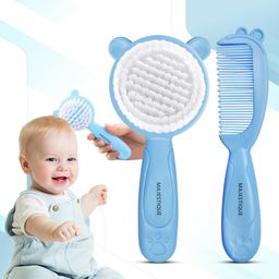 Majestique Baby Hair Care Set, Brush & Comb, Soft, Safe for Newborns to 5 Years 2Pcs - Blue-image-53