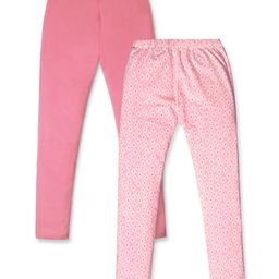 Nino Togs Pack Of 2  Solid & Abstract Printed Stretchable Leggings - Multi Colour-image-94