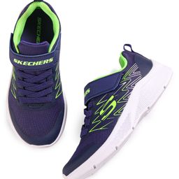 Skechers Casual Shoes With Velcro Closure & Line Art Design - Navy Blue-image-18