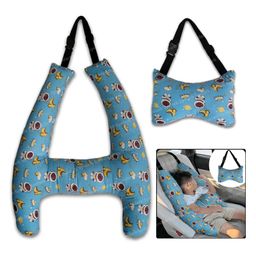 Synlark H-Shape Kid Car Sleeping Head Support, Car Headrest Pillow For Kids, Baby Toddler Travel Pillows - Light Blue-image-91